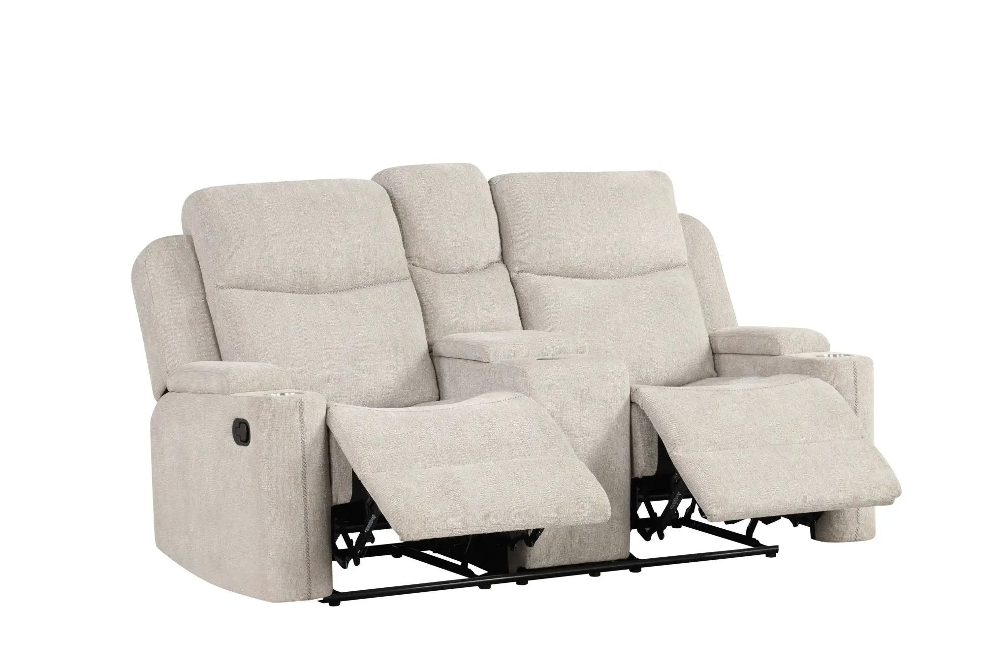 Galya - Motion Loveseat With Console - Light Gray by HouseOfZazla