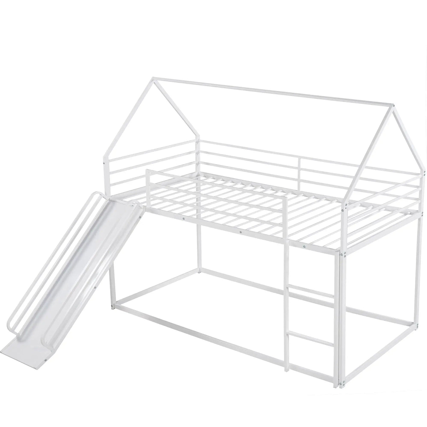 Twin Over Twin House Bunk Bed With Ladder And Slide by HouseOfZazla