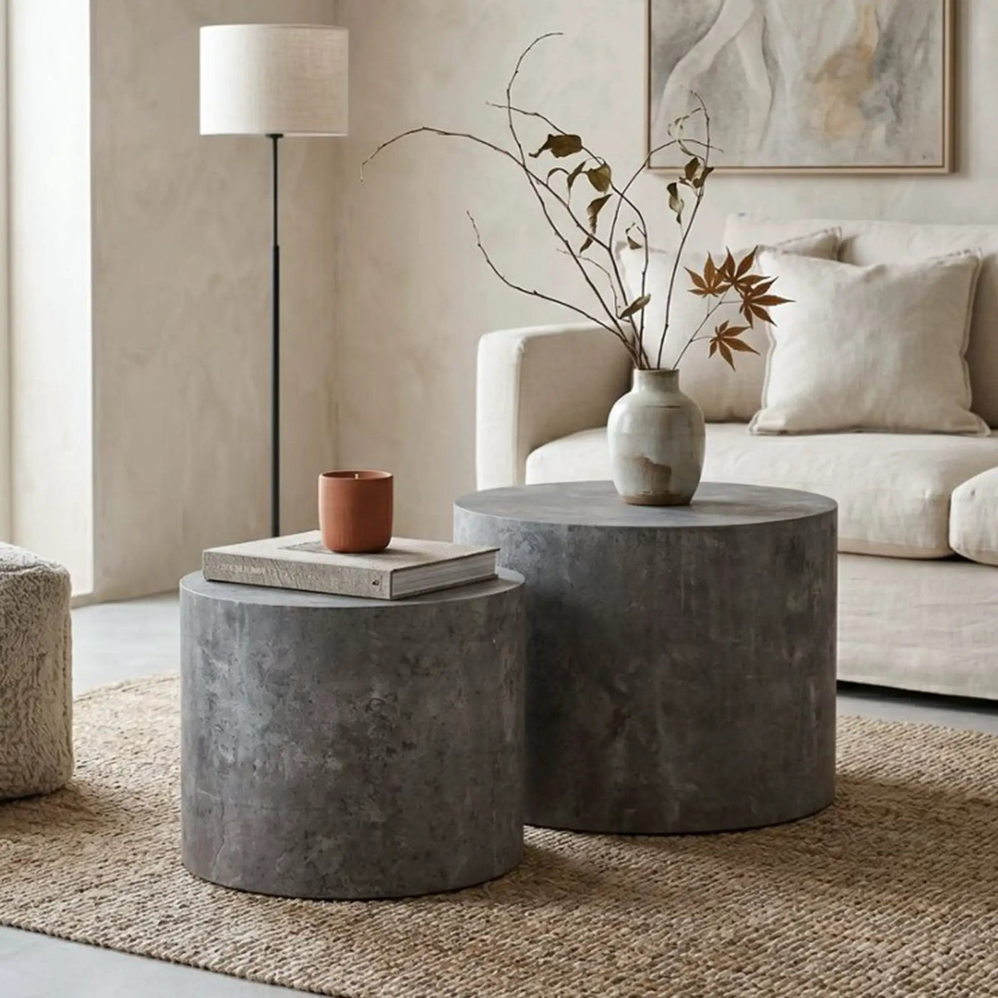Nesting Coffee Table Set of 2 Round Wooden Tables by HouseOfZazla
