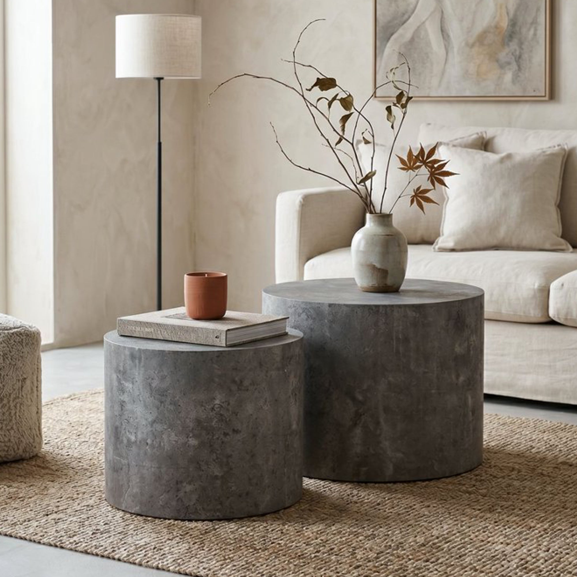 Nesting Coffee Table Set of 2 Round Wooden Tables by HouseOfZazla