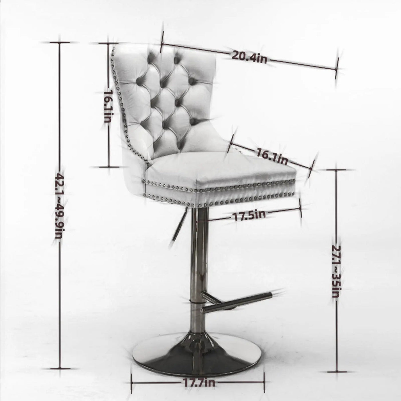 Thick Swivel Barstools Adjusatble Seat Height From 25-33", Modern Upholstered Bar Stools With Backs Comfortable Tufted For Home Pub And Kitchen Island (Set of 2) by HouseOfZazla