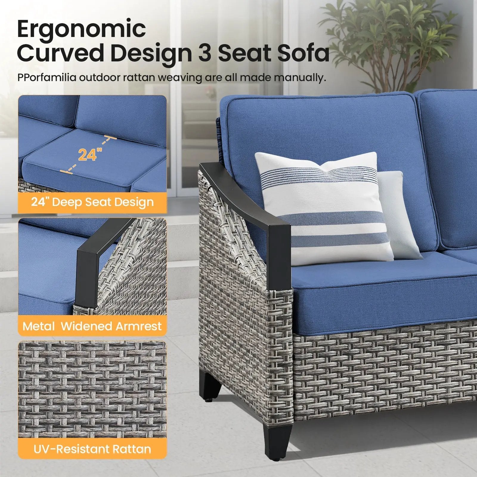 73.4" Wide Outdoor Wicker Sofa by HouseOfZazla
