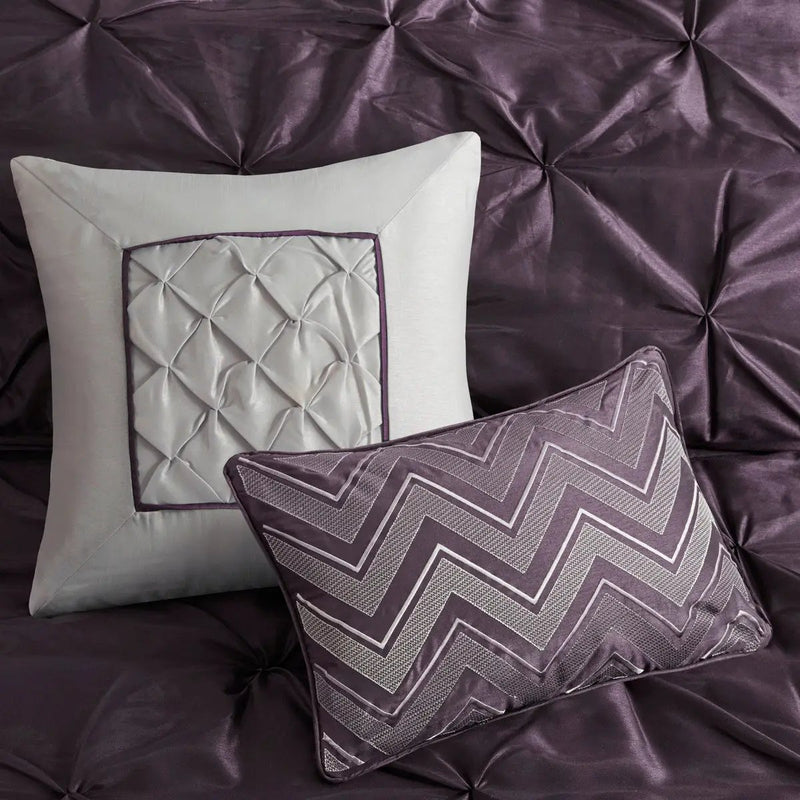 7 Piece Tufted Comforter Set Plum King by HouseOfZazla
