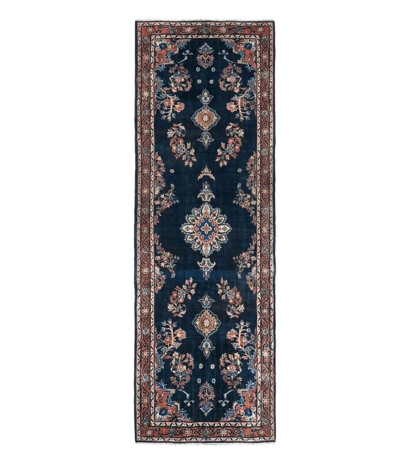 Persian Runner Rug 4x11, Navy Blue Antique Lilihan Runner by Jewel Rugs