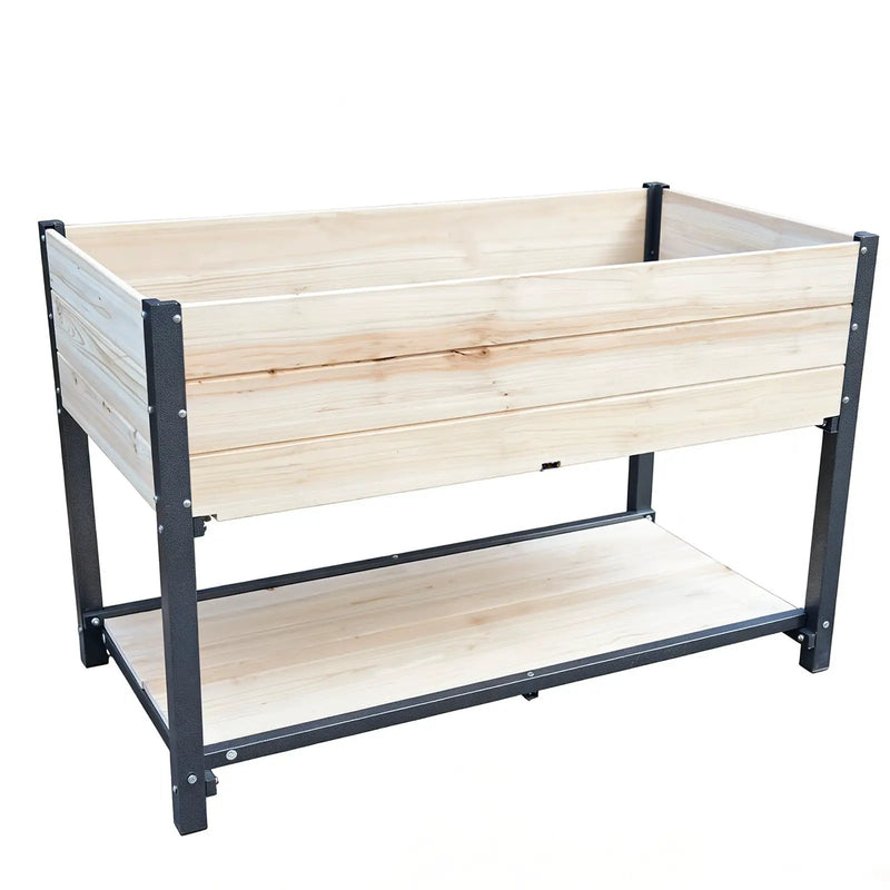 Solid Wood & Iron Frame Raised Garden Bed by HouseOfZazla