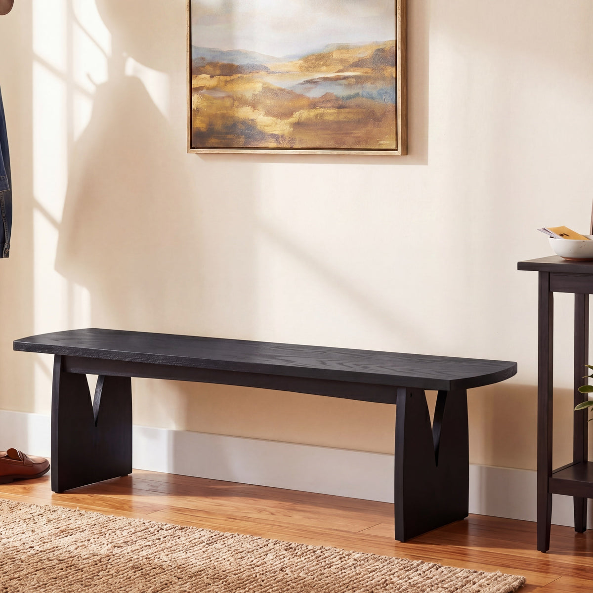 Black Modern Dining Bench