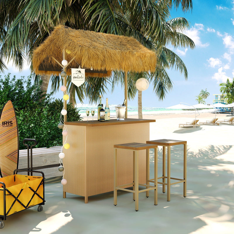 Hawaiian-Style Bar Height Patio Set with Acacia Wood Top - Natural, photo 4 of 4