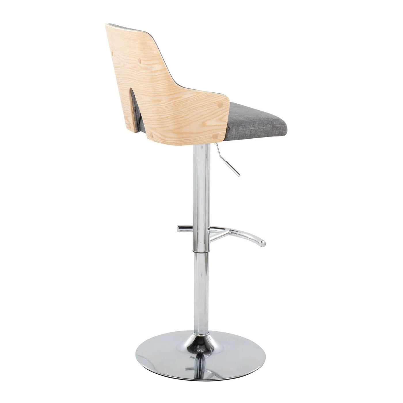 Stella - Contemporary Adjustable Barstool Stool With Swivel & Rounded T Footrest (Set of 2) by HouseOfZazla