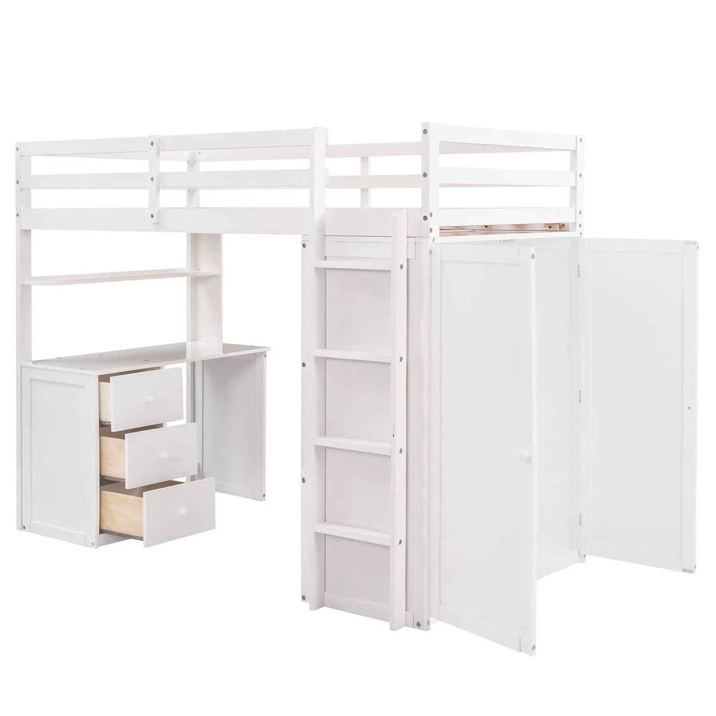 Loft Bed With Drawers, Desk, And Wardrobe by Unique Piece Furniture