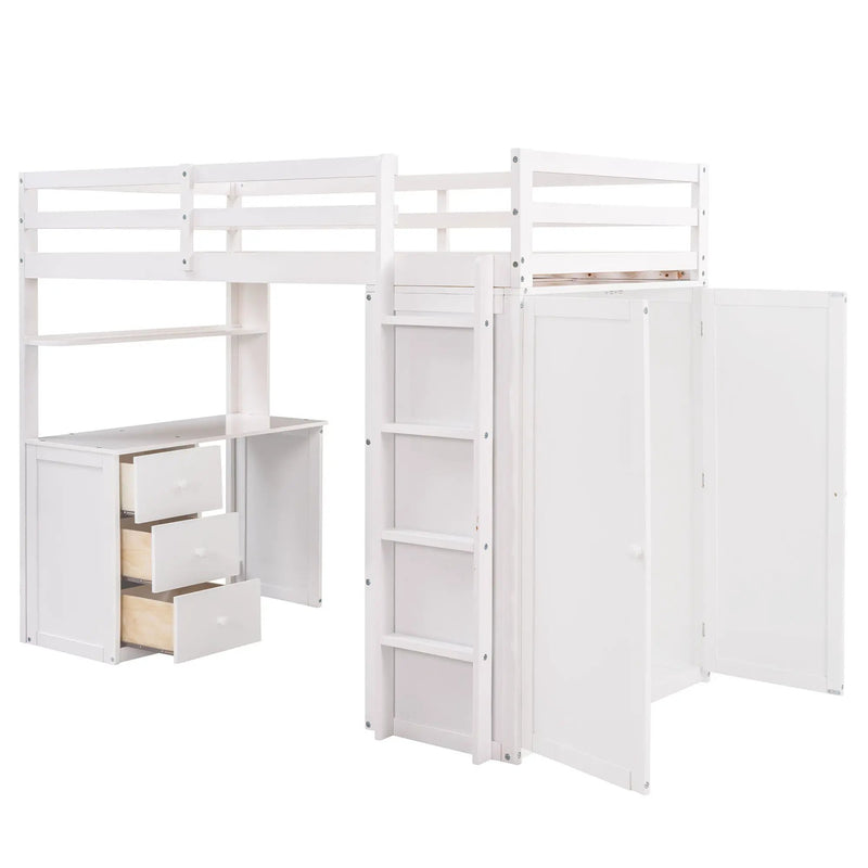 Loft Bed With Drawers, Desk, And Wardrobe by Unique Piece Furniture
