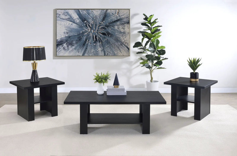 Rodez 3-piece Engineered Wood Coffee Table Set Black by Unique Piece Furniture