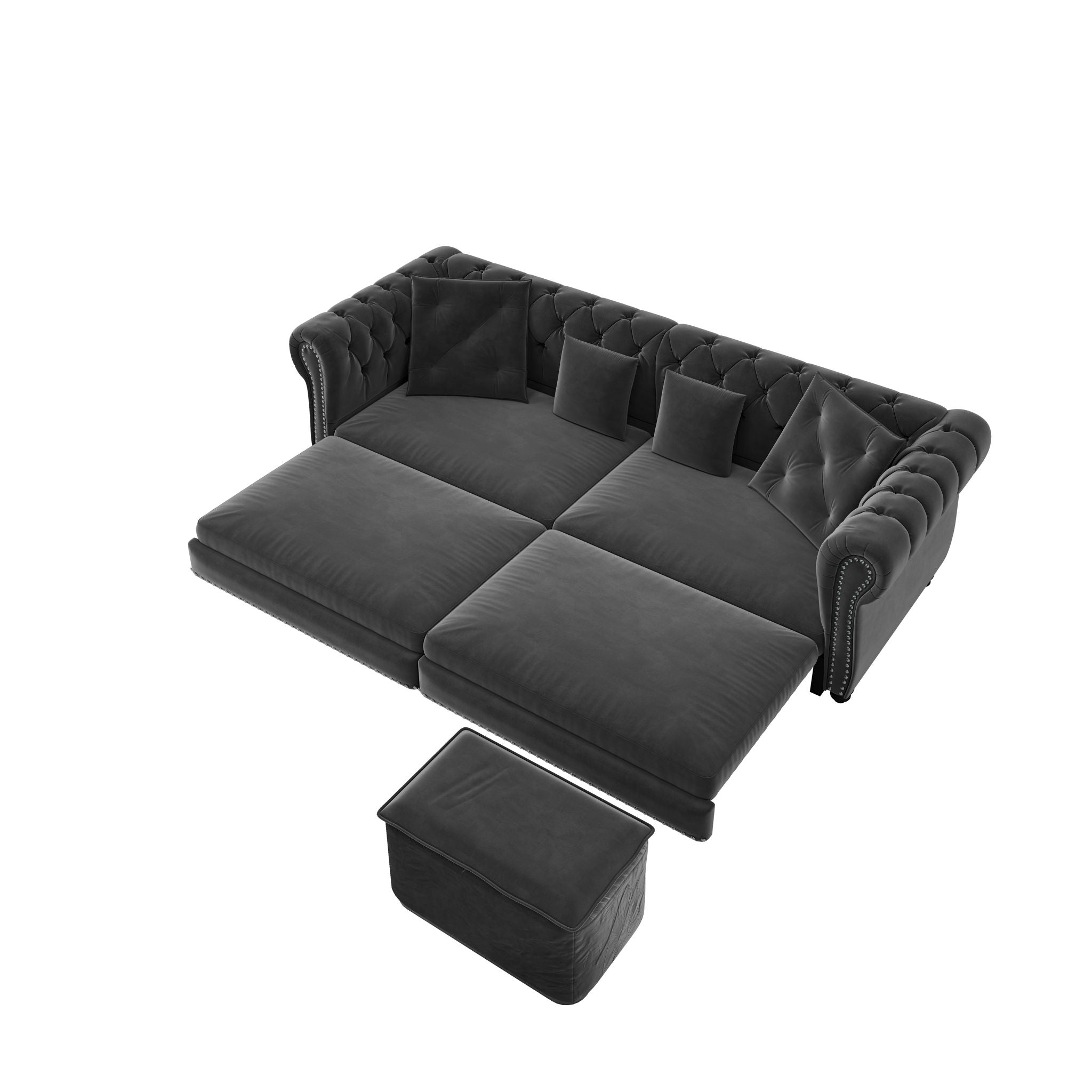 3 In 1 Convertible Sleeper Sofa Bed With Movable Ottoman by HouseOfZazla