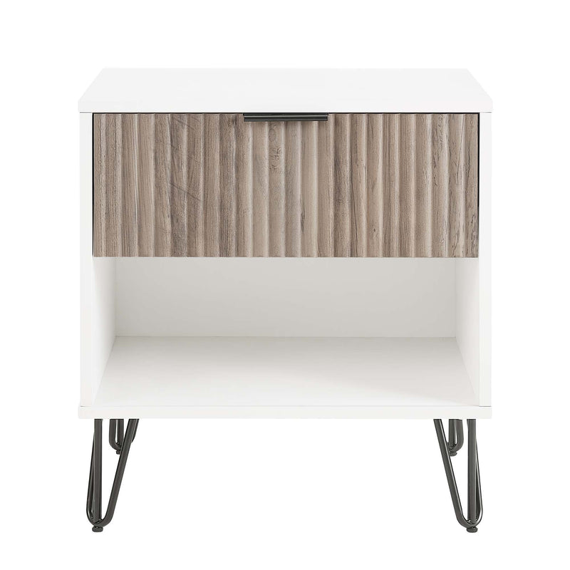 Dumbo - Fluted Nightstand With 1 Drawer - Gray / White by HouseOfZazla