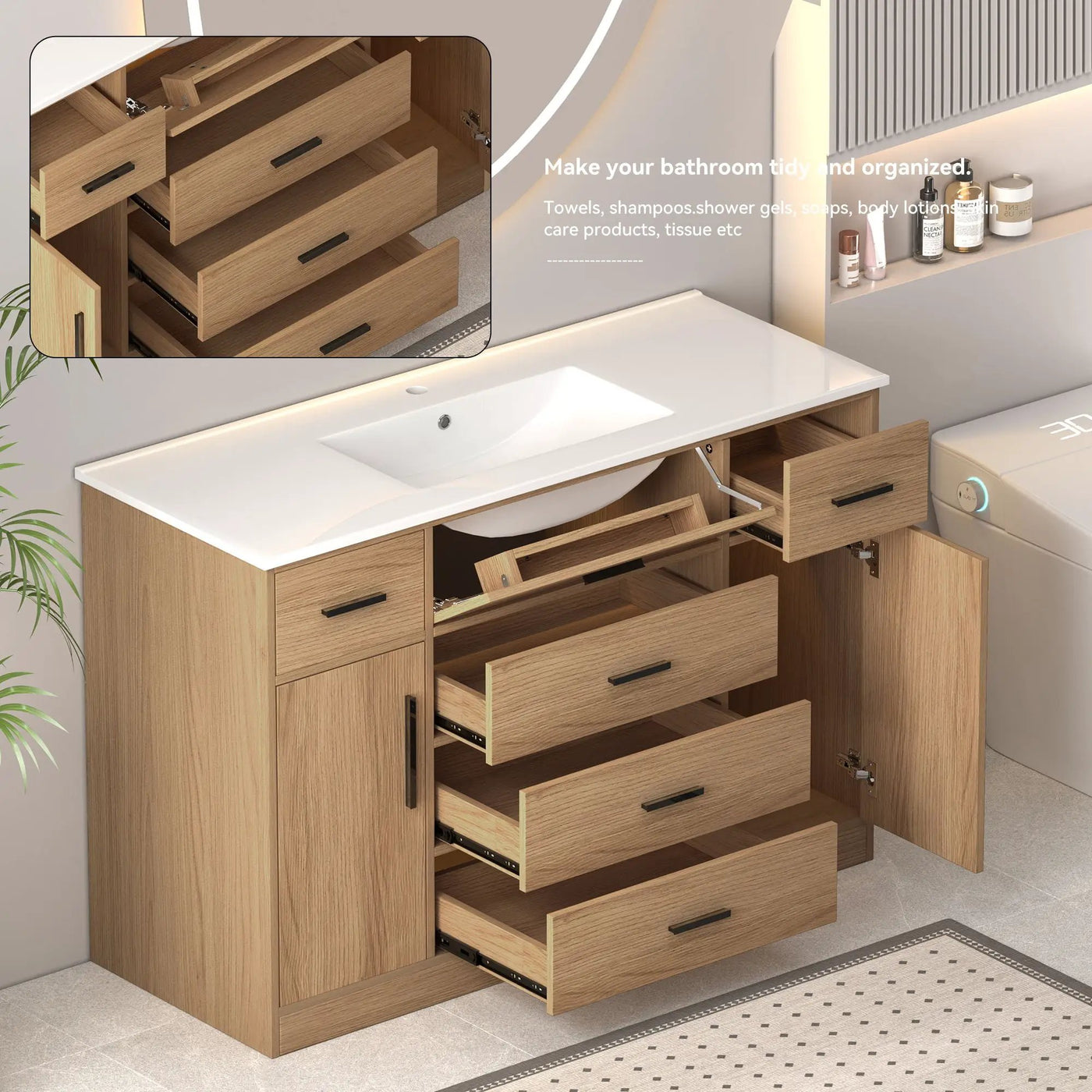 Bathroom Vanity With Abundant Storage 2 Soft Close Doors And 6 Drawers by HouseOfZazla