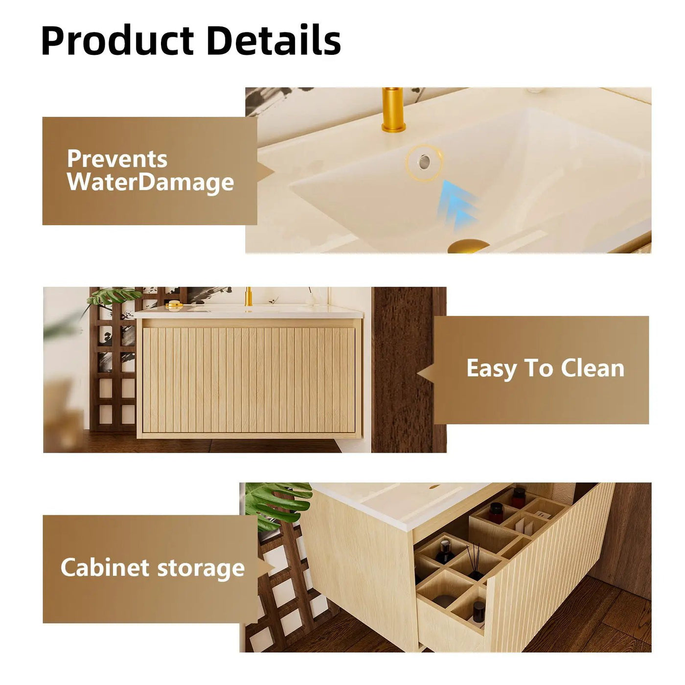 Wall Mounted Floating Bathroom Vanity With Sink And Drawers by HouseOfZazla