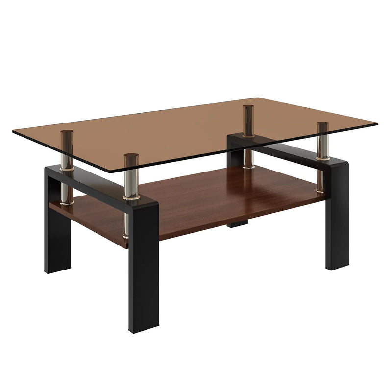 Modern Rectangular Coffee Table With Tempered Glass Top by Unique Piece Furniture