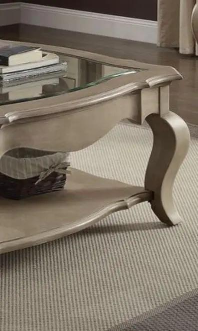 Chelmsford - Clear Glass Coffee Table - Taupe by Unique Piece Furniture