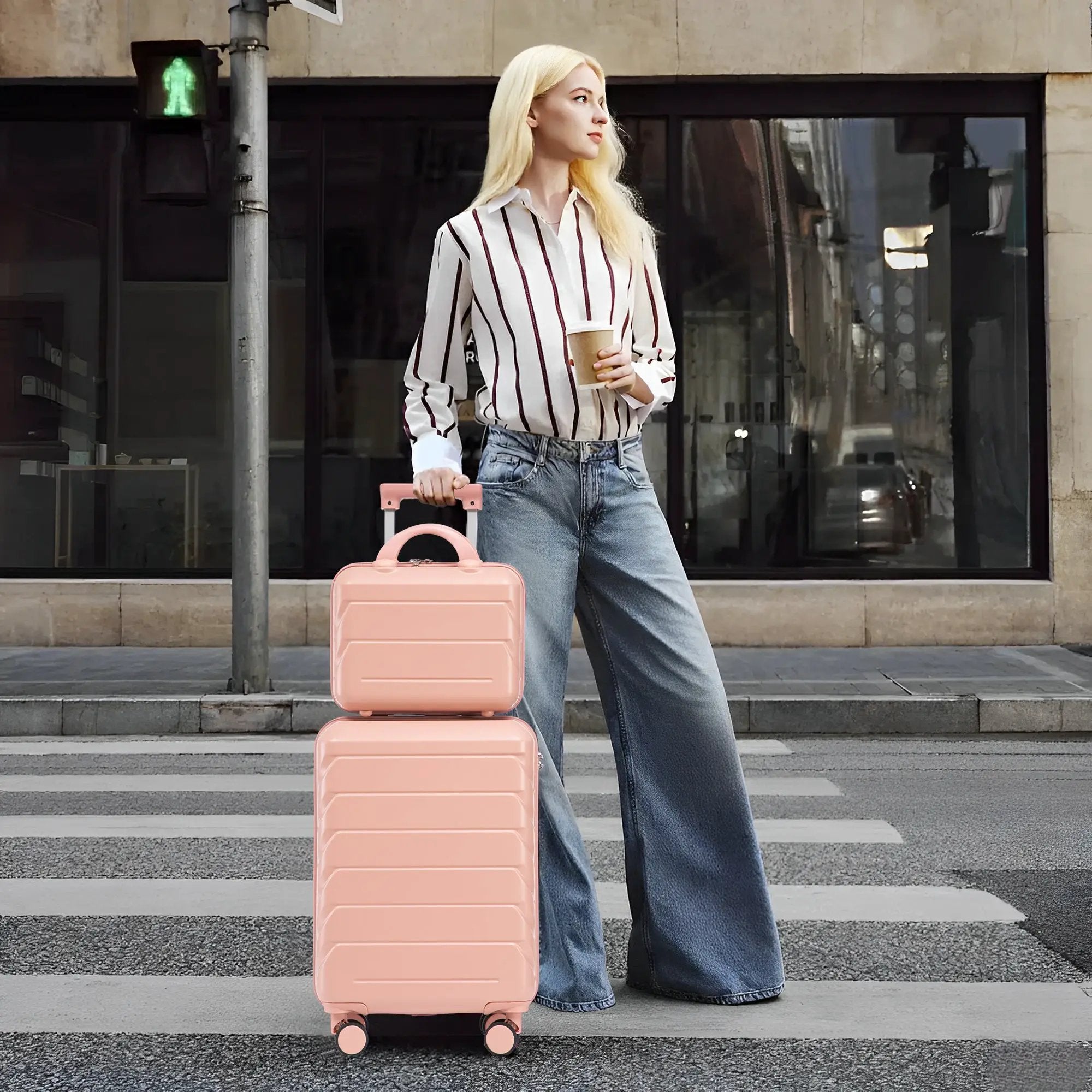 2-Piece ABS Spinner Wheel Luggage Set with Combination Lock by HouseOfZazla