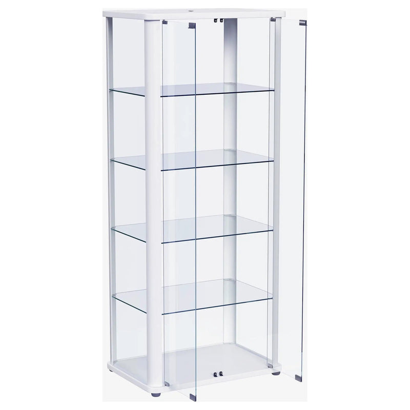 Aero 5-shelf Display Curio Cabinet with LED Lighting White by Unique Piece Furniture
