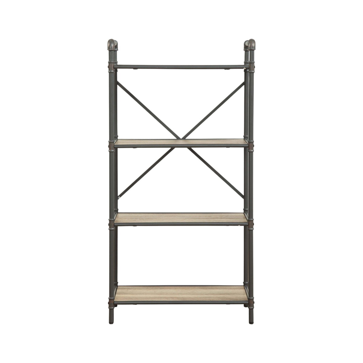 Light Brown Bookshelf with Durable Metal Frame - 26"W x 14"D x 49"H, photo 17 of 19