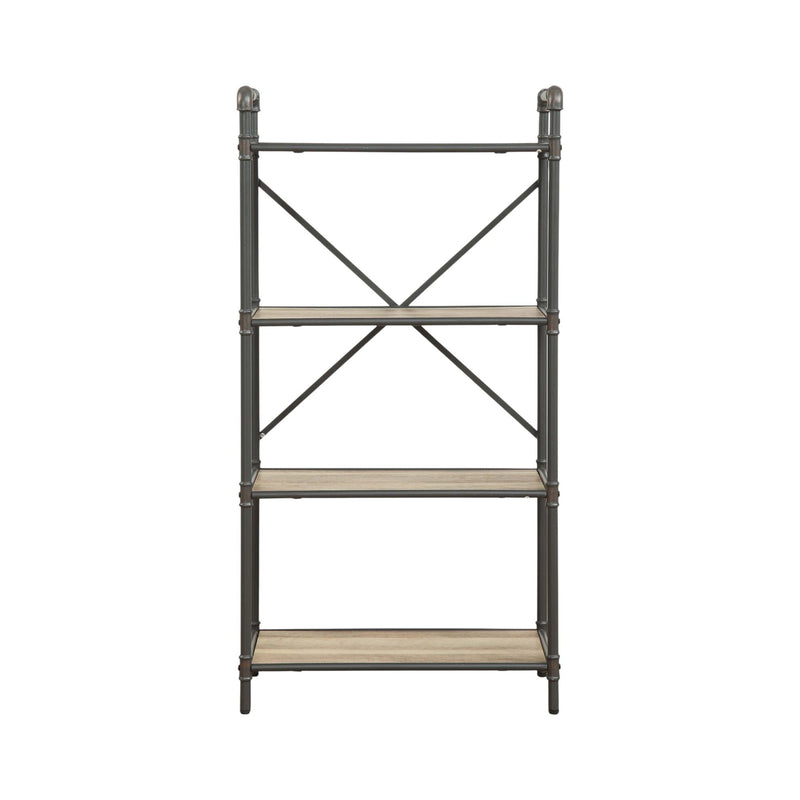 Light Brown Bookshelf with Durable Metal Frame - 26"W x 14"D x 49"H, photo 17 of 19