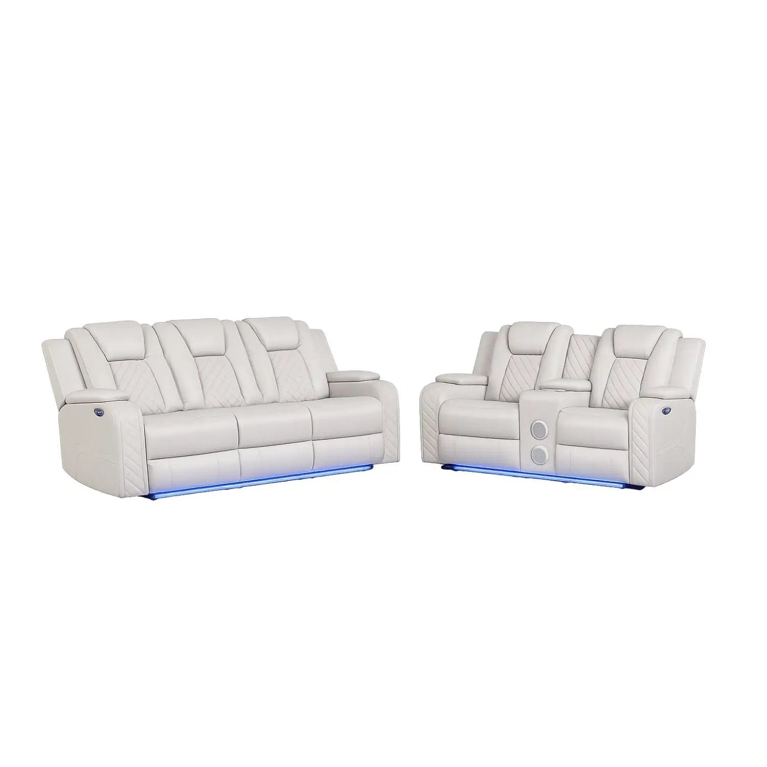 Benz - Power Recliner Set With LED Lighting And USB Charging by HouseOfZazla