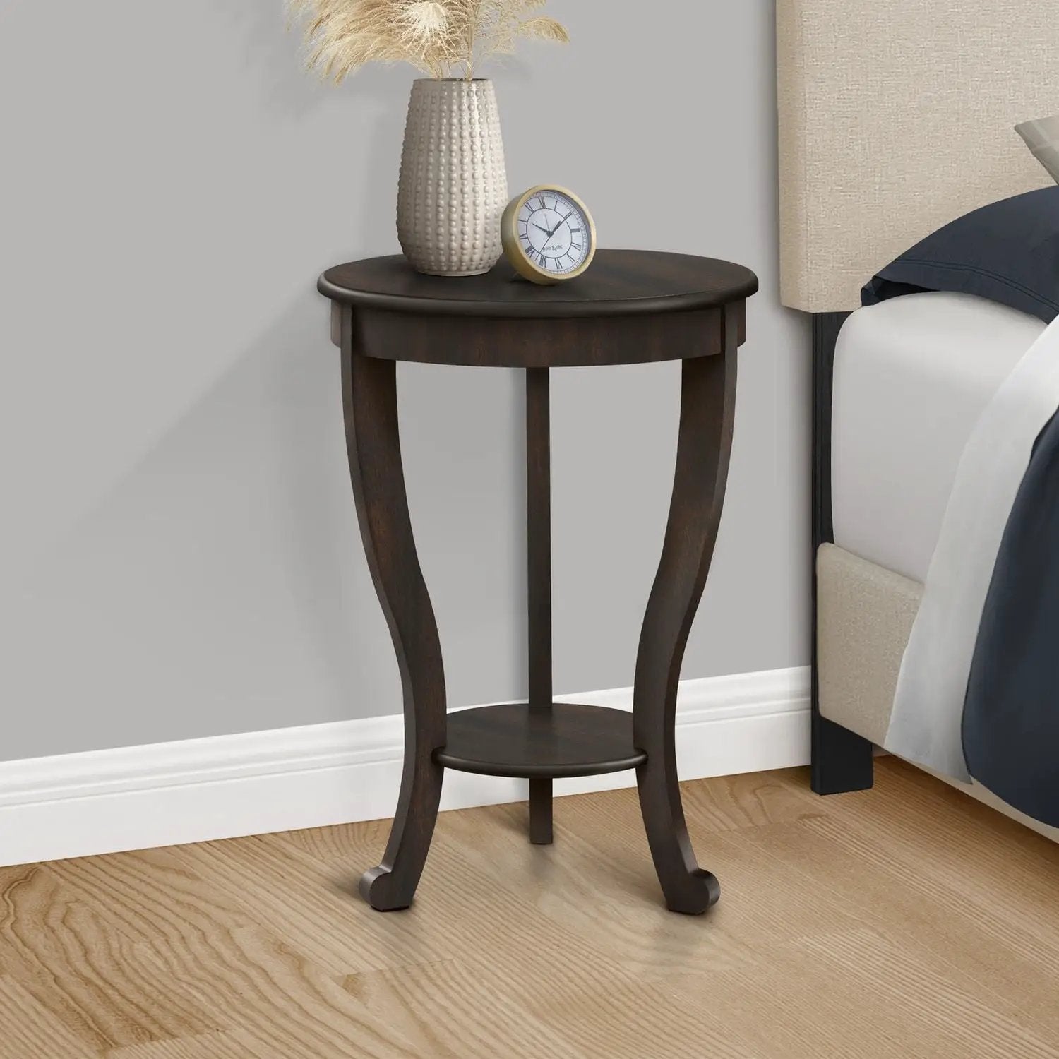 Accent End Table, 2 Tier, Traditional - Walnut by Unique Piece Furniture