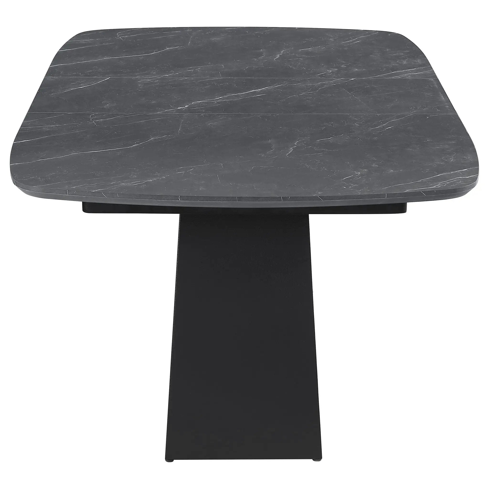 Potero 73-inch Faux Marble Extension Leaf Dining Table Black by Unique Piece Furniture