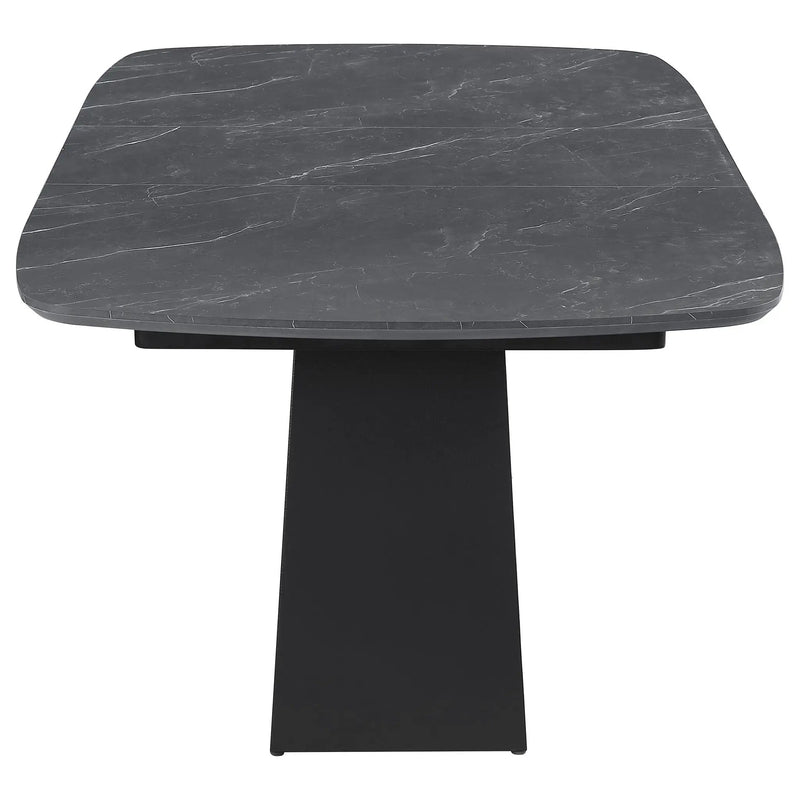 Potero 73-inch Faux Marble Extension Leaf Dining Table Black by Unique Piece Furniture