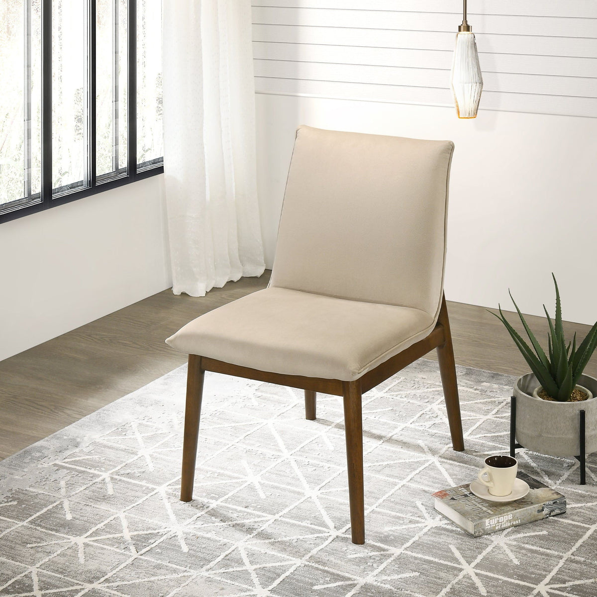 Monza Contemporary Dining Chair Set with Solid Wood Frame - Beige or Dark Green, photo 23 of 26