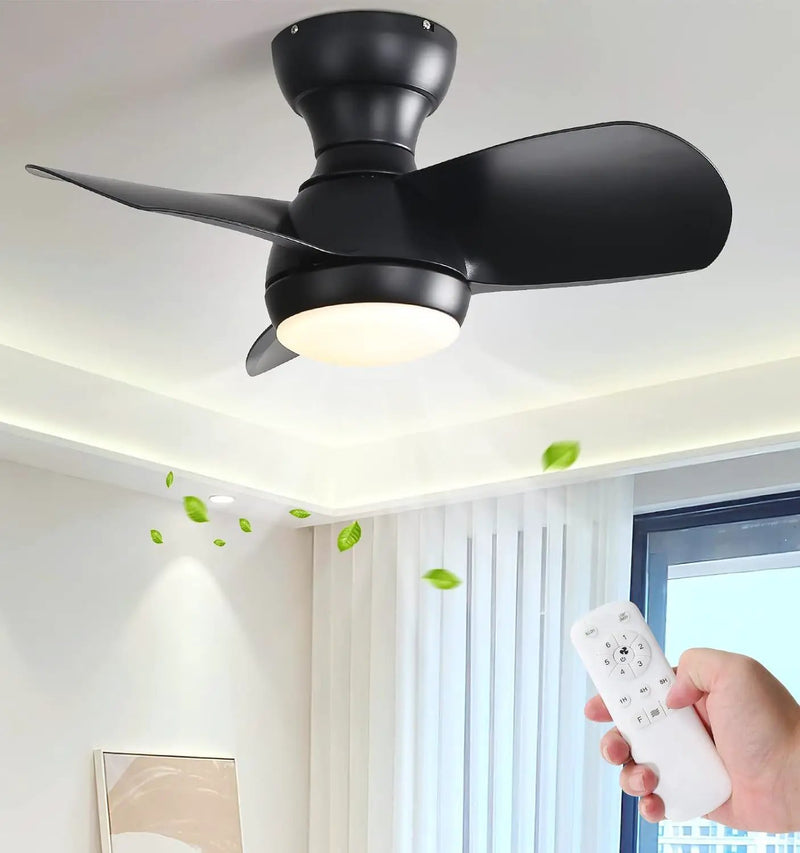 23" Bedroom Ceiling Fan With 3 Color Dimmable 3 ABS Blades Remote Control Dc Motor With 18W Led Light by HouseOfZazla