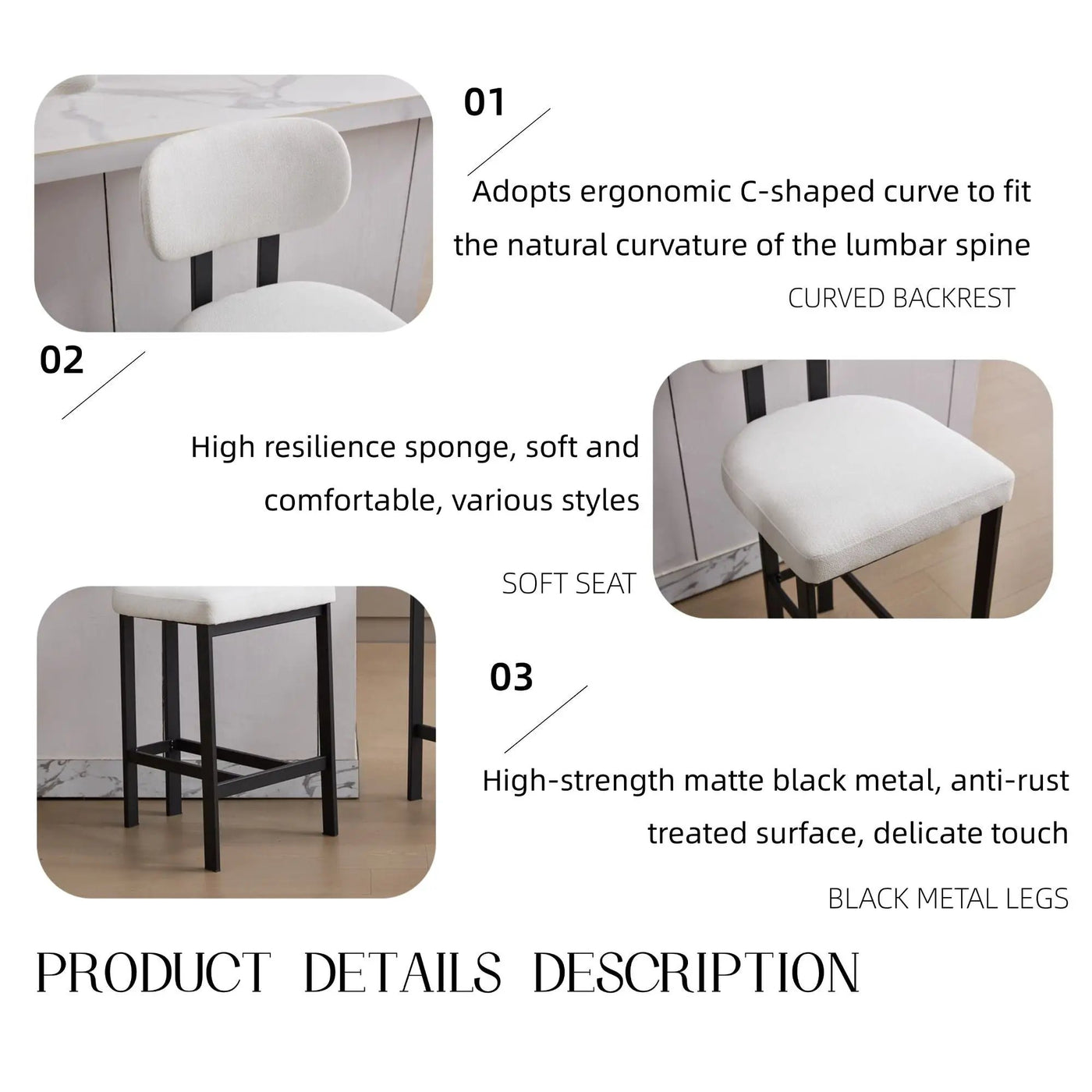 Modern Counter Height Stools (Set of 2) by Unique Piece Furniture