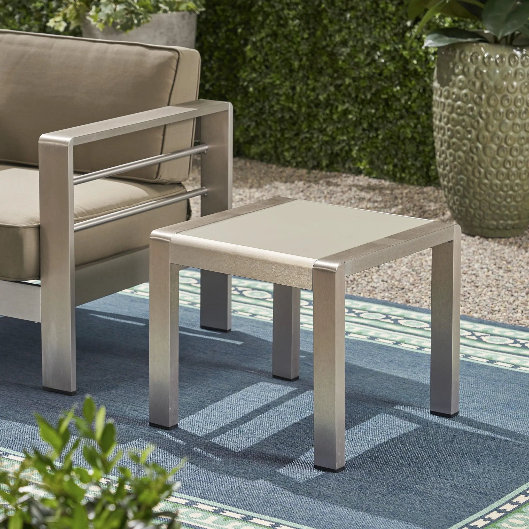 Cape Coral Contemporary Side Table With Frosted Glass Top by HouseOfZazla