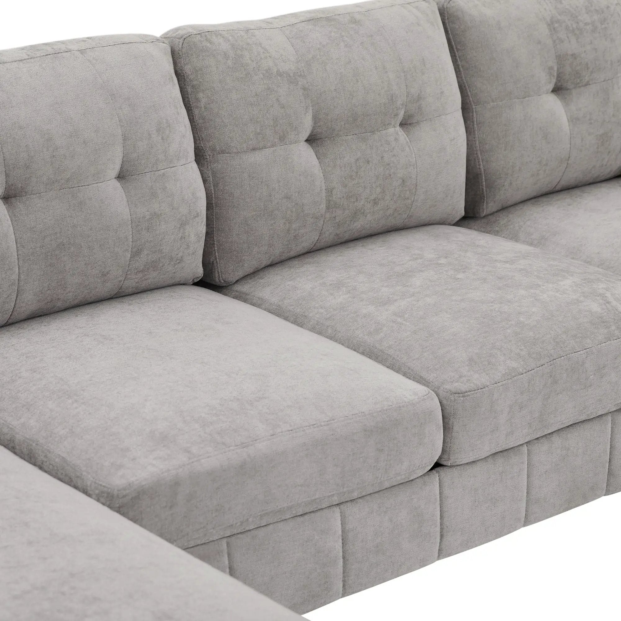 U-Shaped Sectional Sofa 103.5" Fabric Couch With Dual Chaise Lounges, Storage Pockets, Armrest Pillows by HouseOfZazla
