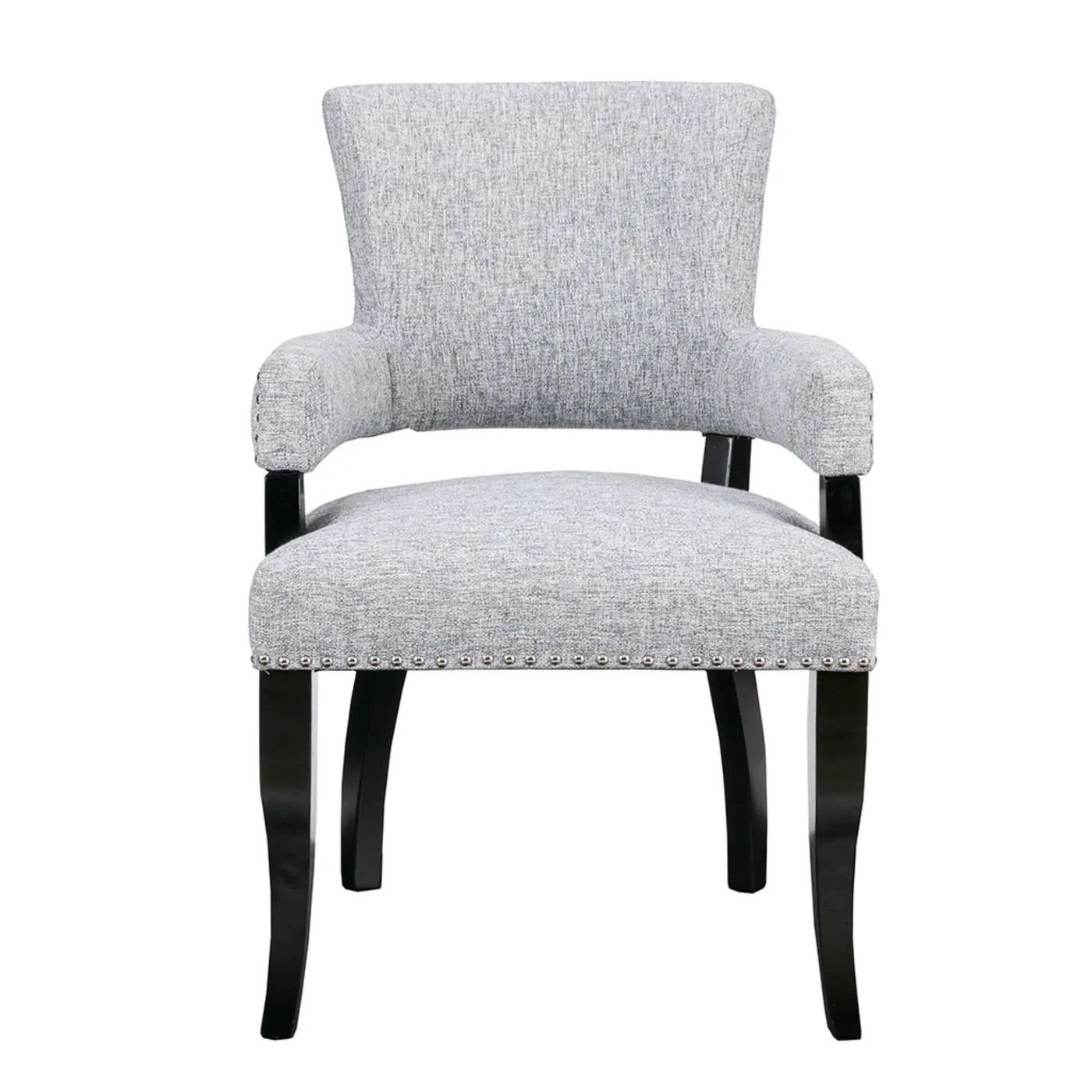 Elegant Arm Dining Chair With Brass Nail Head Detailing by HouseOfZazla