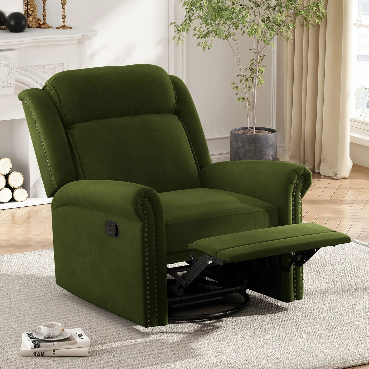 360 Degrees Swivel Recliner Manual Rocking Recliner Home With Adjustable Backrest by Unique Piece Furniture