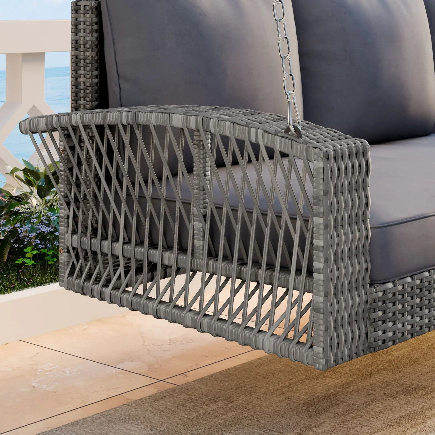 3 Person Large Patio Swing Bench With Cushions For Backyard by HouseOfZazla