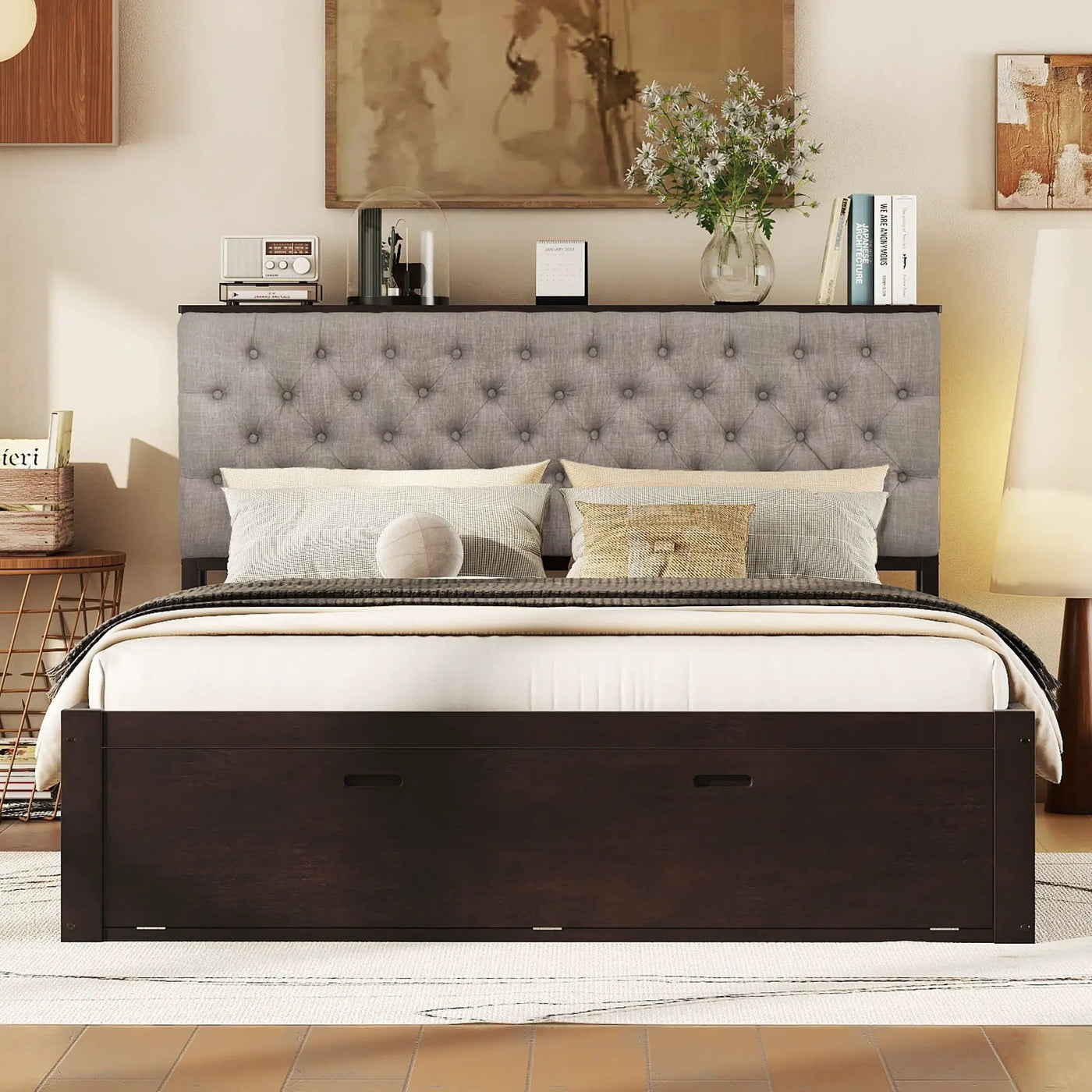 Platform Bed With Storage Headboard, Shoe Rack And 4 Drawers by HouseOfZazla