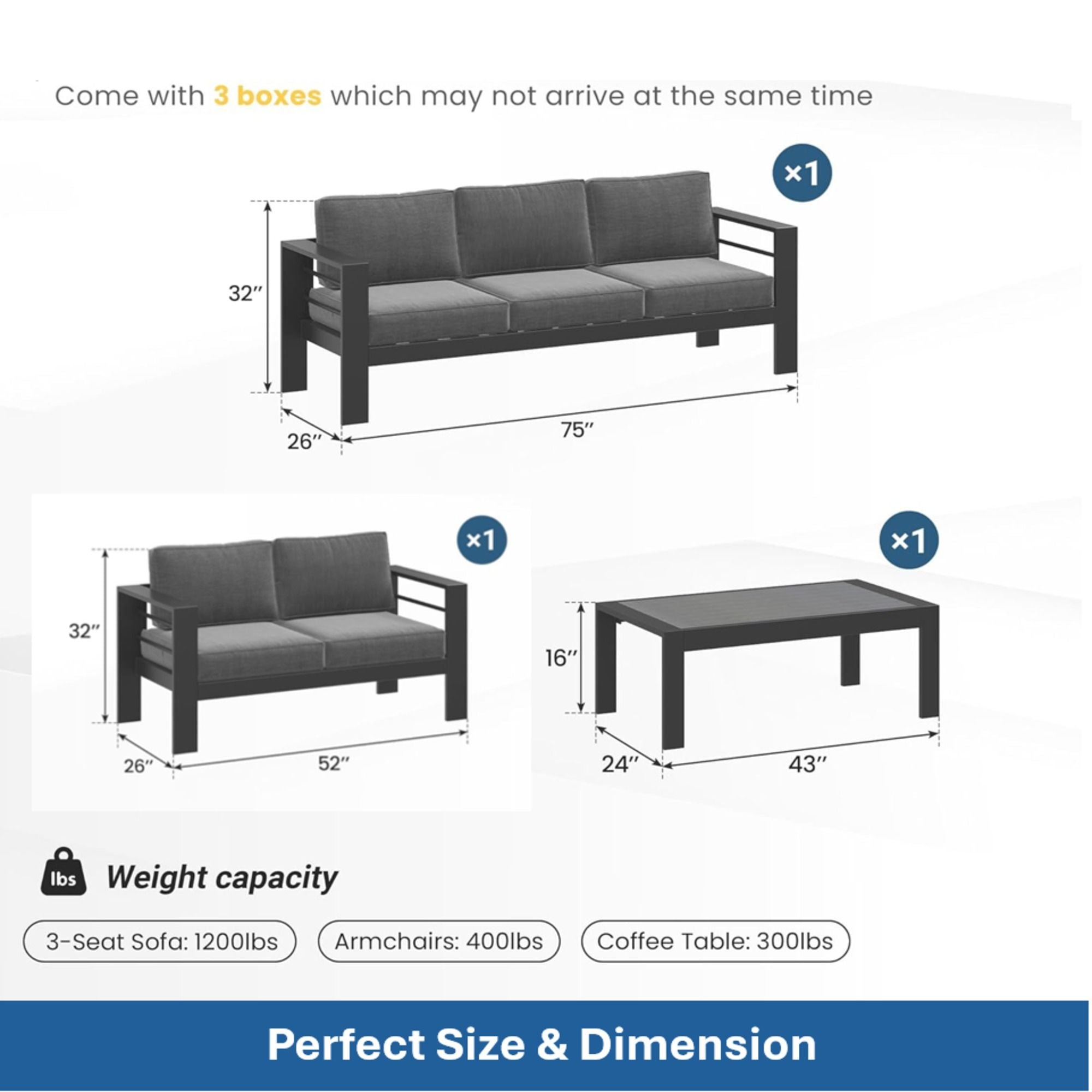 Outdoor Patio Set, All-Weather With Thick Cushions by HouseOfZazla