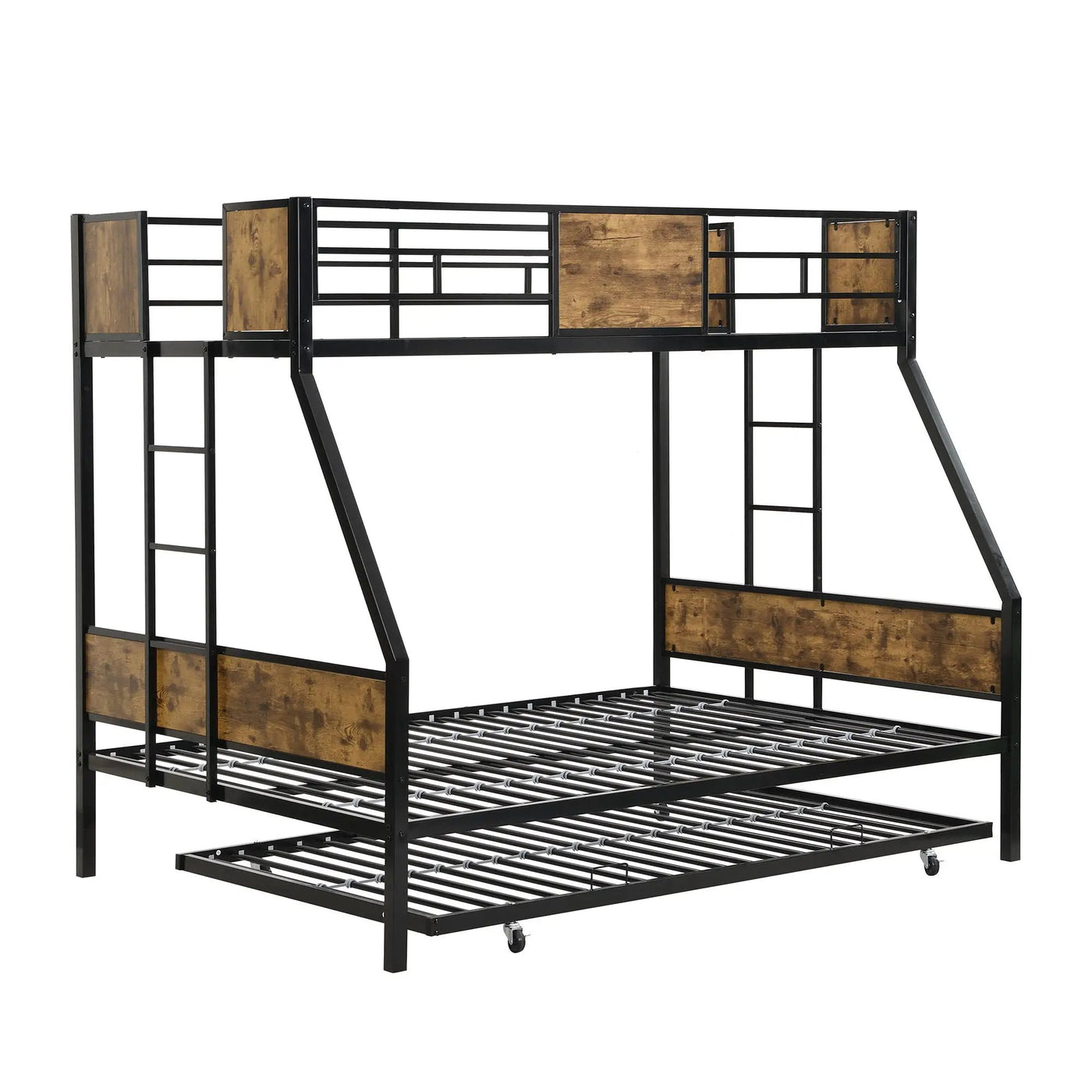 Modern Metal Bunk Bed With Side Ladders And Guardrail by HouseOfZazla