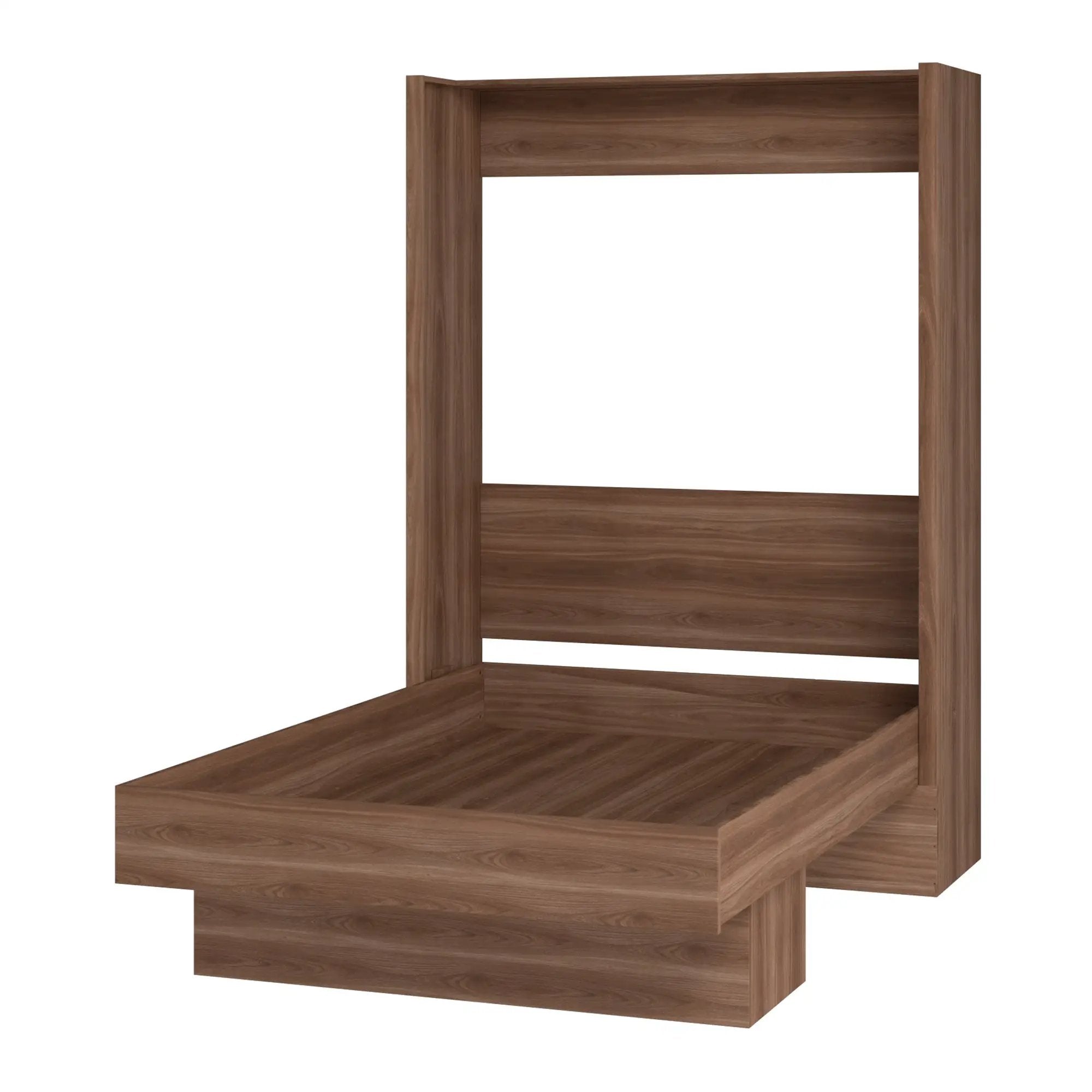 Easy-Lift Full Murphy Wall Bed in Natural Brown Wood Grain with Shelf by Sharicks