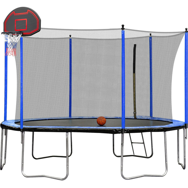 15Ft Trampoline With Basketball Hoop Inflator And Ladder (Inner Safety Enclosure) by HouseOfZazla