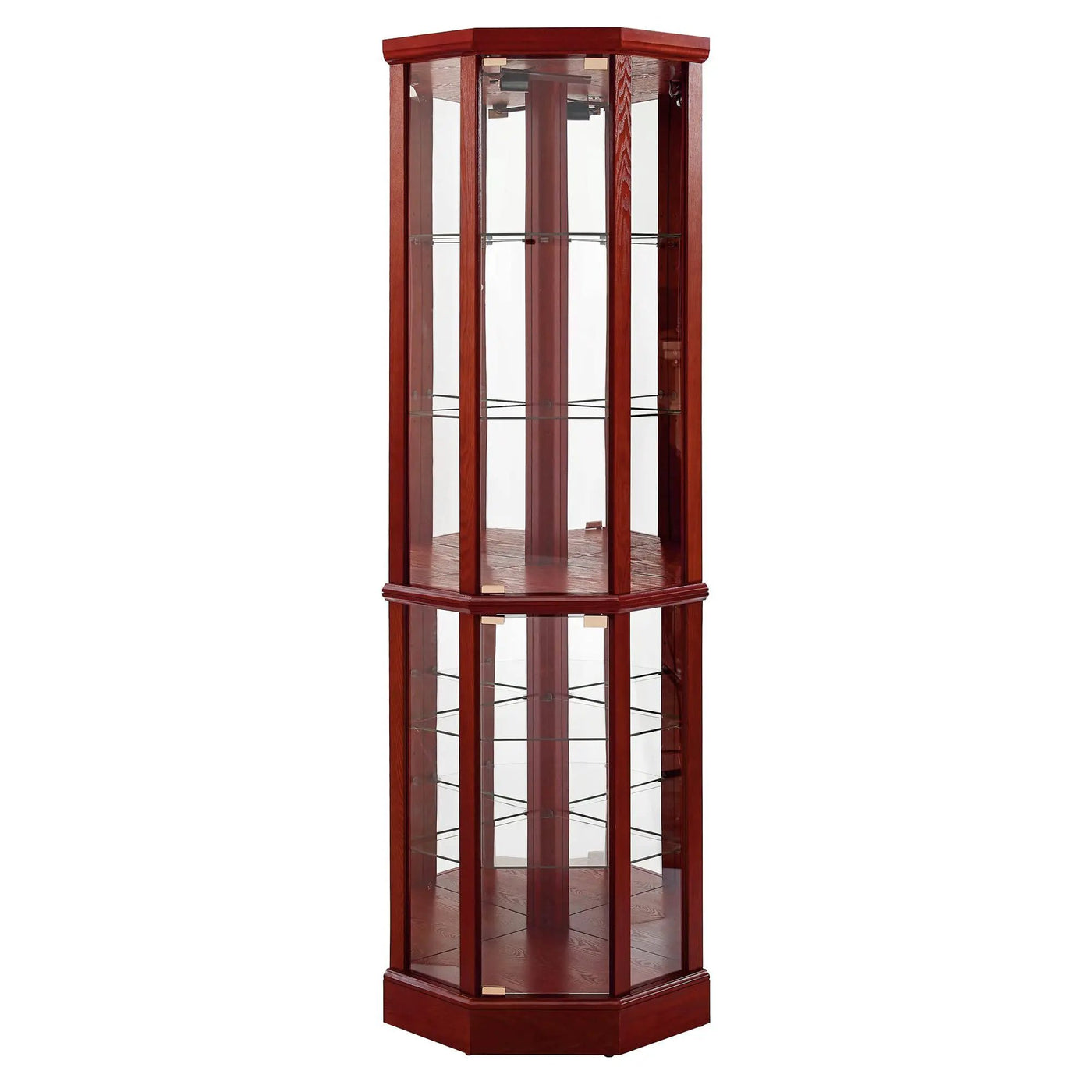 6 Shelf Lighted Corner Curio Cabinet With Adjustable Tempered Glass Shelves And Mirror Back (E26 Light Bulb Not Included) by HouseOfZazla