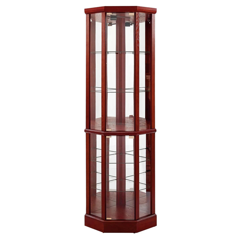 6 Shelf Lighted Corner Curio Cabinet With Adjustable Tempered Glass Shelves And Mirror Back (E26 Light Bulb Not Included) by HouseOfZazla
