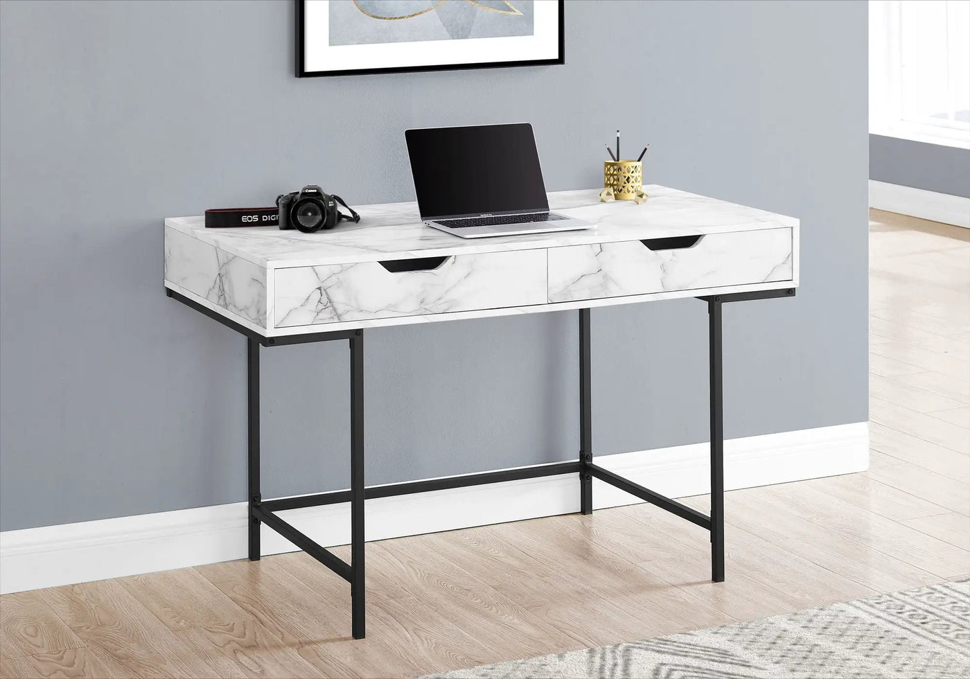 Computer Desk For Home Office, Laptop, Storage Drawers, Contemporary & Modern by HouseOfZazla