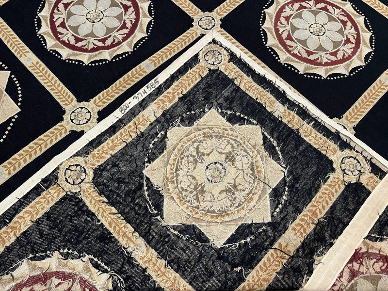 Large Needlepoint Rug 10x13, Panel Design, Black and Beige, Wool Needlepoint Carpet 10 x 13, English Garden, Handwoven Area Rug, Living Room by Jewel Rugs