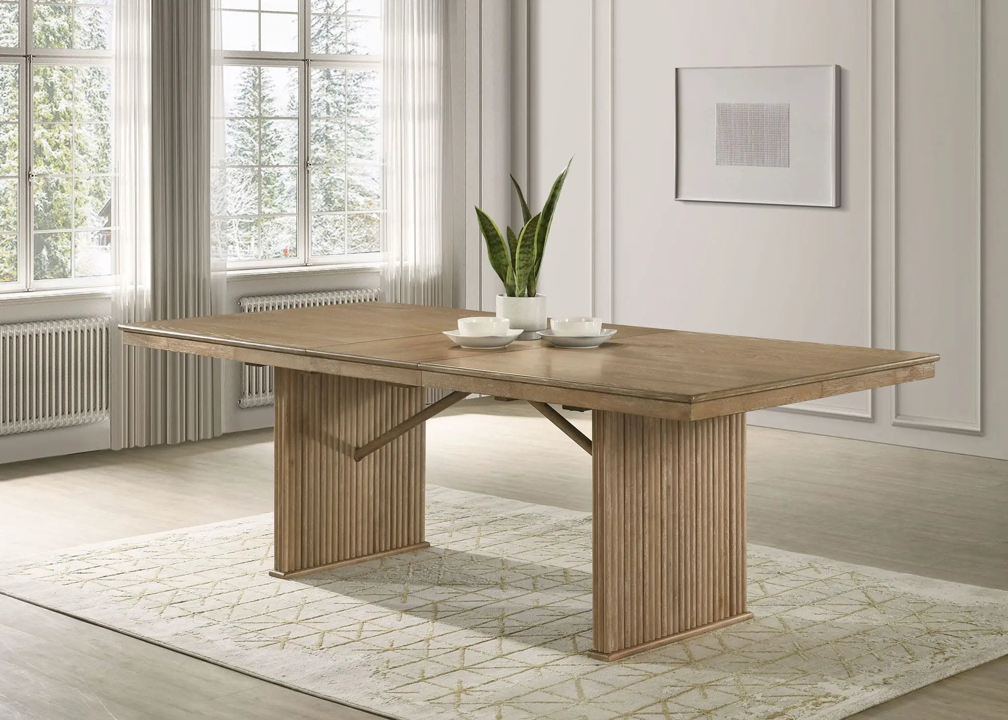 Adina 89-inch Extension Dining Table Distressed Light Brown by Unique Piece Furniture