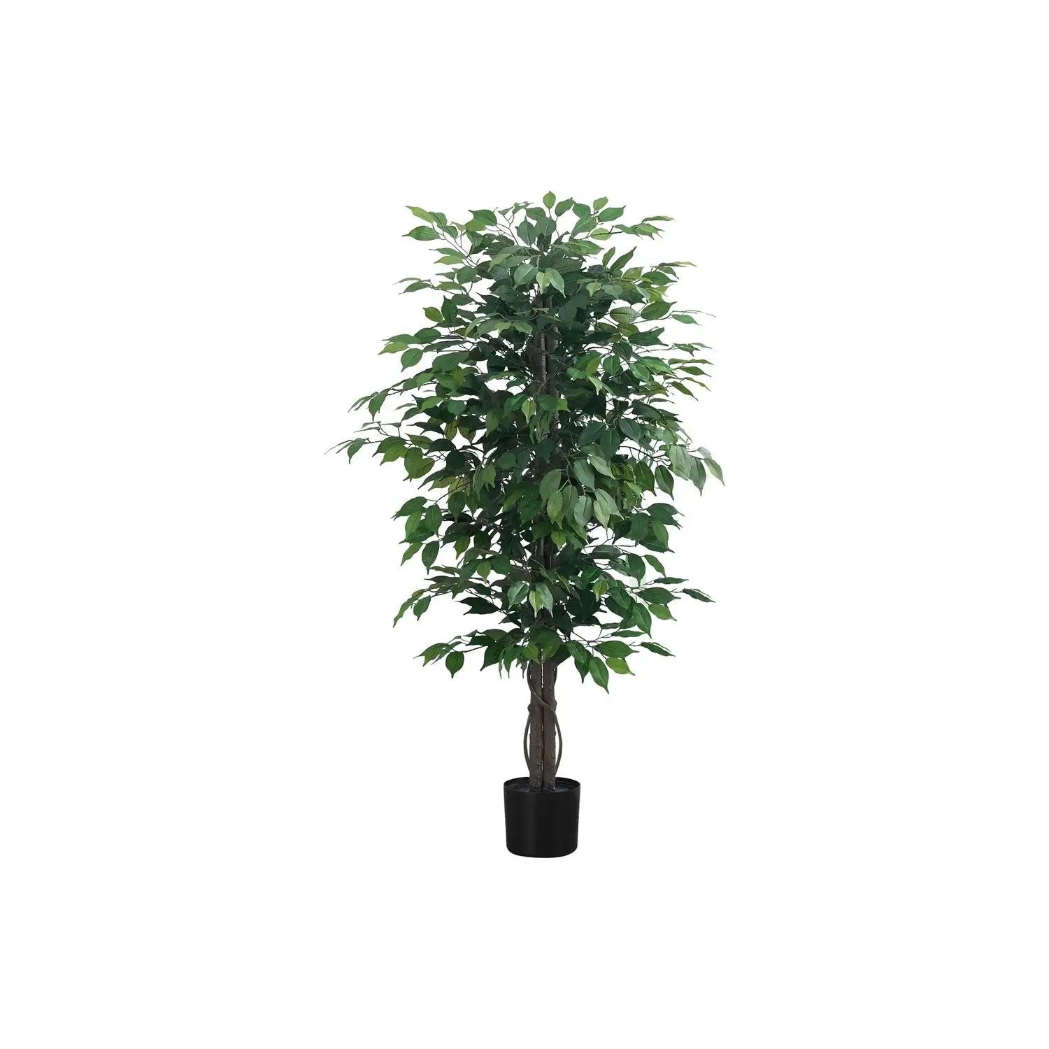 58" Tall, Artificial Plant, Ficus Tree, Indoor, Faux, Fake, Floor, Greenery, Potted, Decorative - Green / Black by Unique Piece Furniture