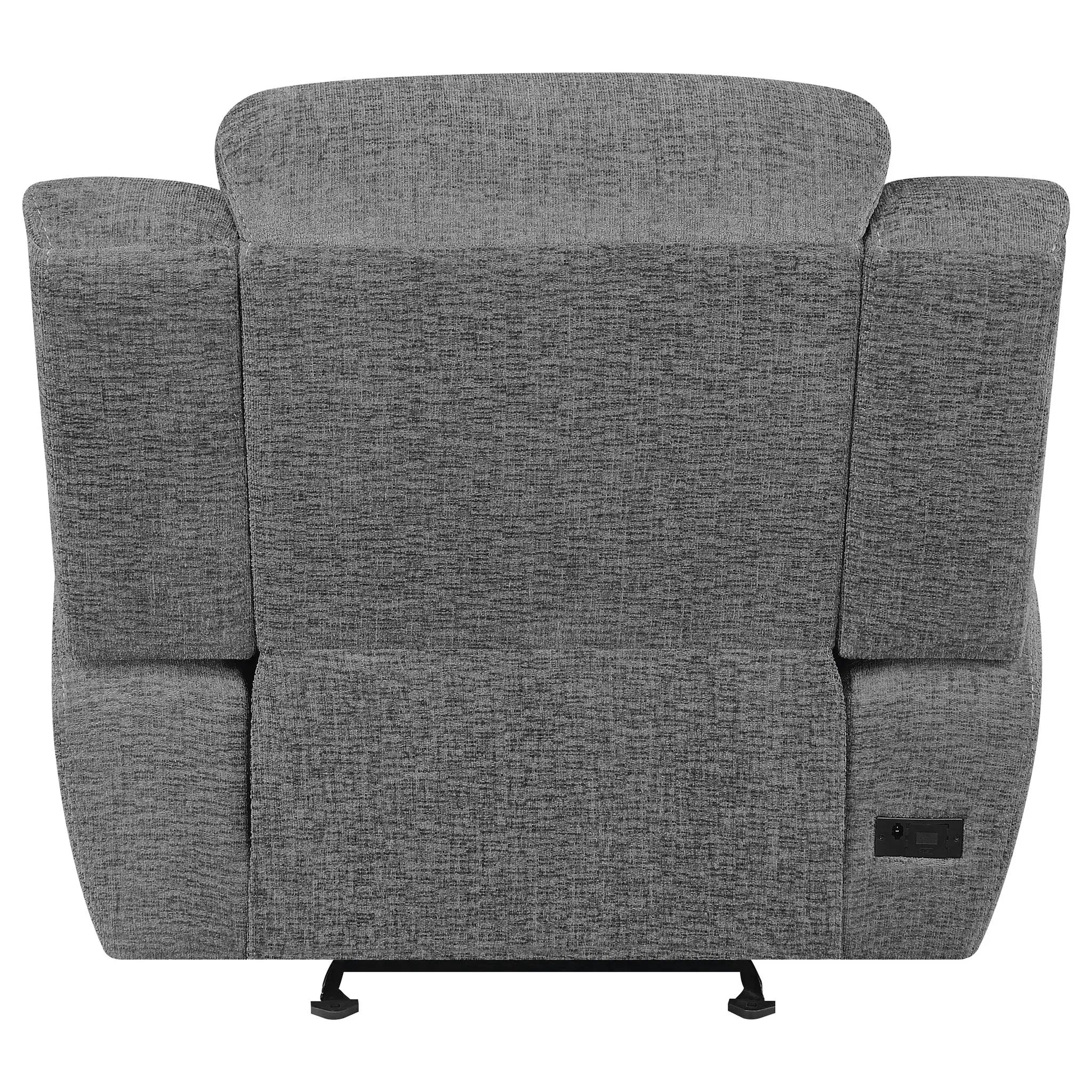 Bahrain Upholstered Power Glider Recliner Charcoal by Unique Piece Furniture
