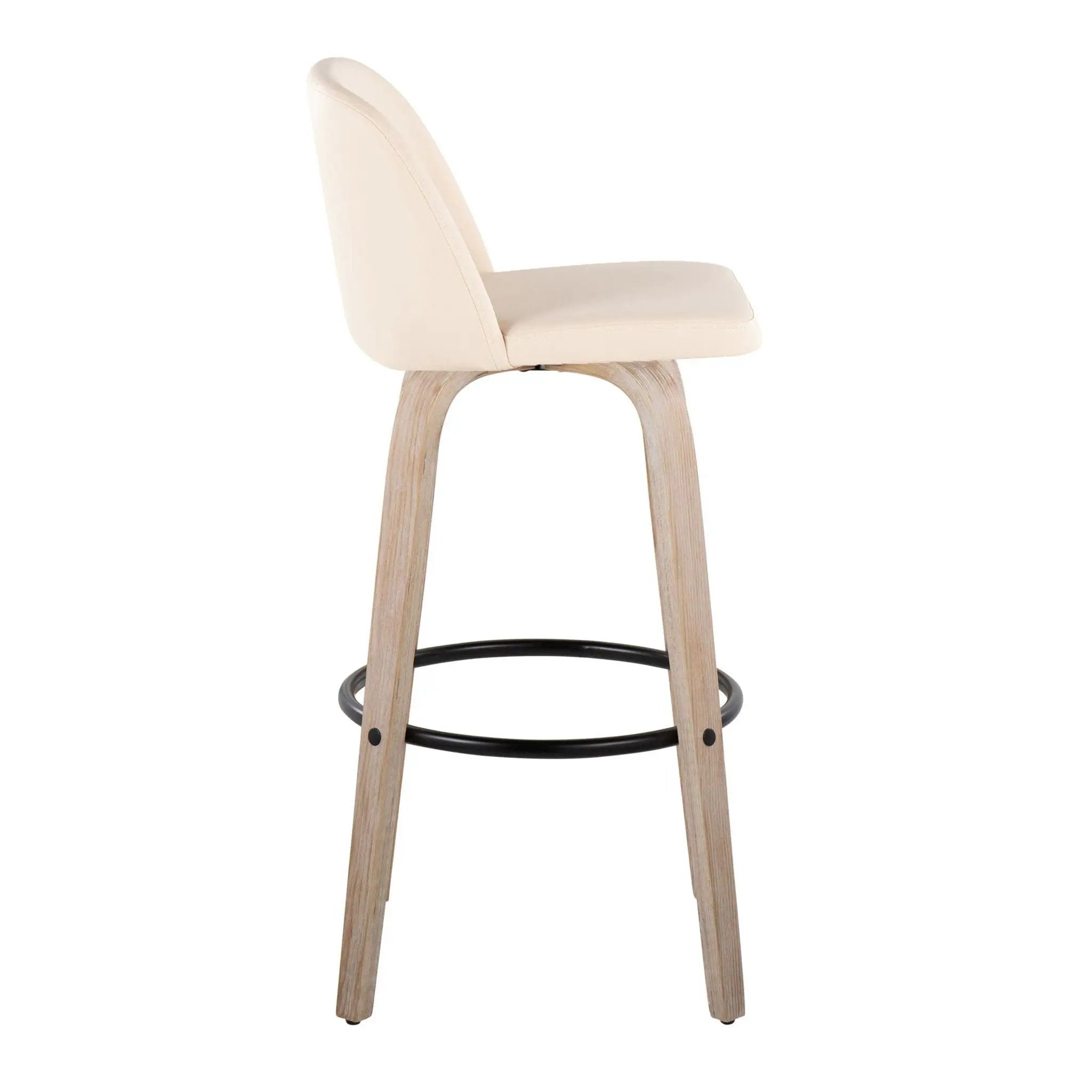 Toriano - Mid-Century Modern Fixed Height BarStool With Round Footrest (Set of 2) by Unique Piece Furniture